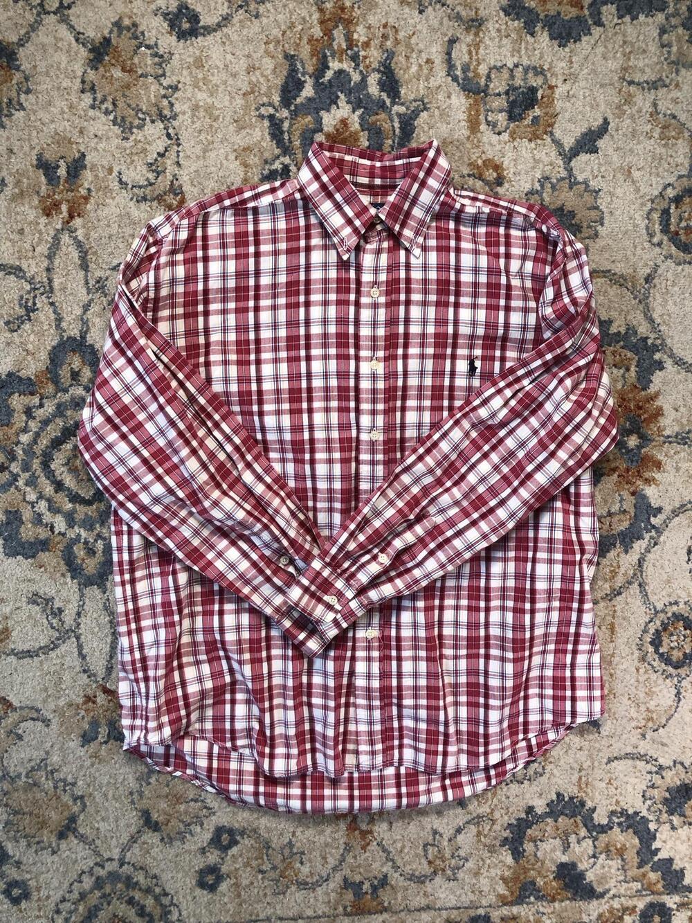 Ralph Lauren Shirt Mens XL Red Plaid Blake Long Sleeve Button Down Pony Logo